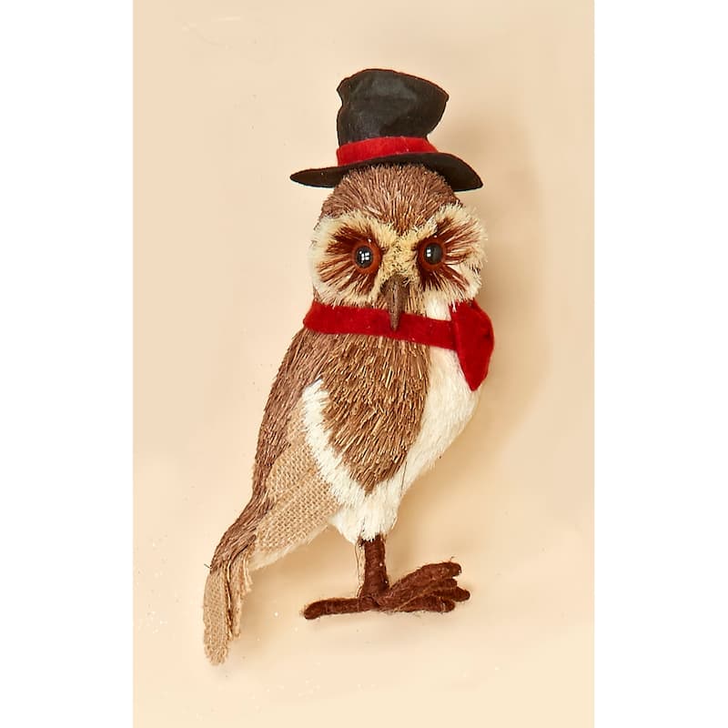 10" Standing Grassy Owl w/ Tophat