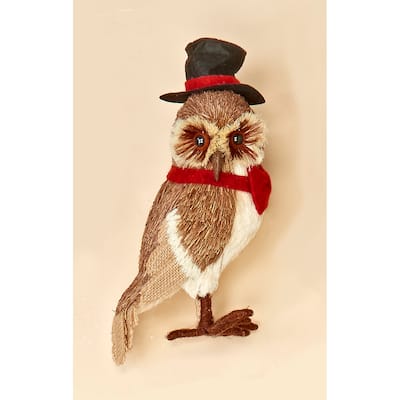 10" Standing Grassy Owl w/ Tophat
