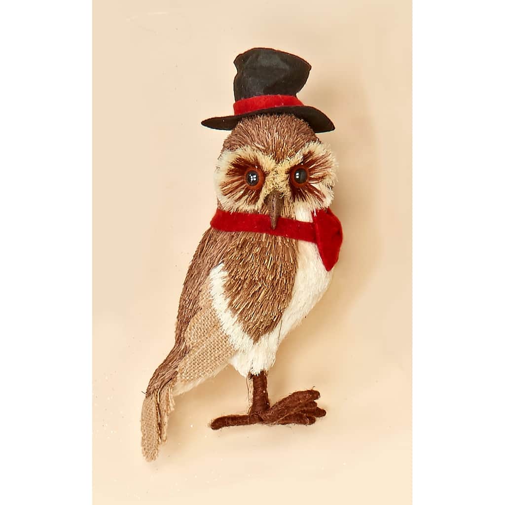 10" Standing Grassy Owl w/ Tophat