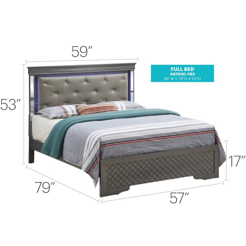 Metallic Black Full Bed with Transitional Style, Sleek Finish and Sturdy Frame for Comfortable and Modern Bedrooms