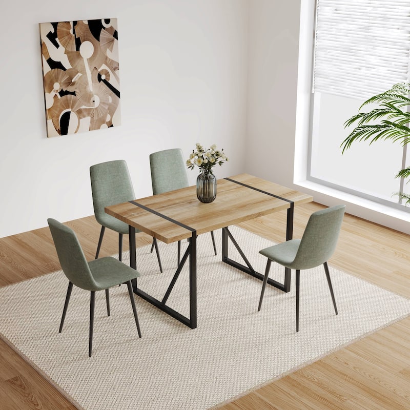 55"Rustic Industrial Rectangular Dining Table For 6 Person