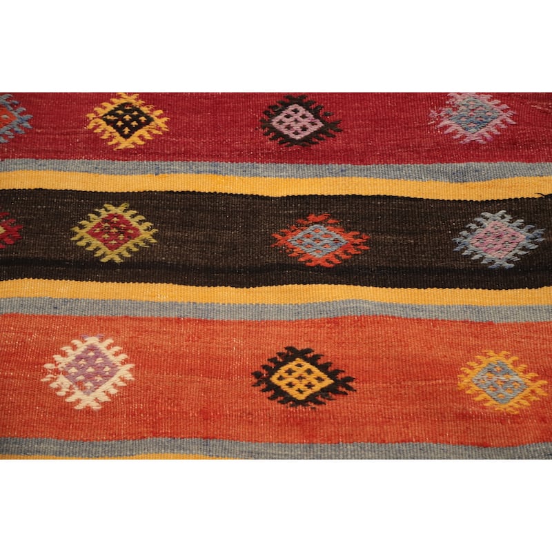 Hand Woven Oriental 100% Wool Carpet Southwestern Tribal Multi-Colored Kilim Area Rug - 9' 4'' X 5' 6''