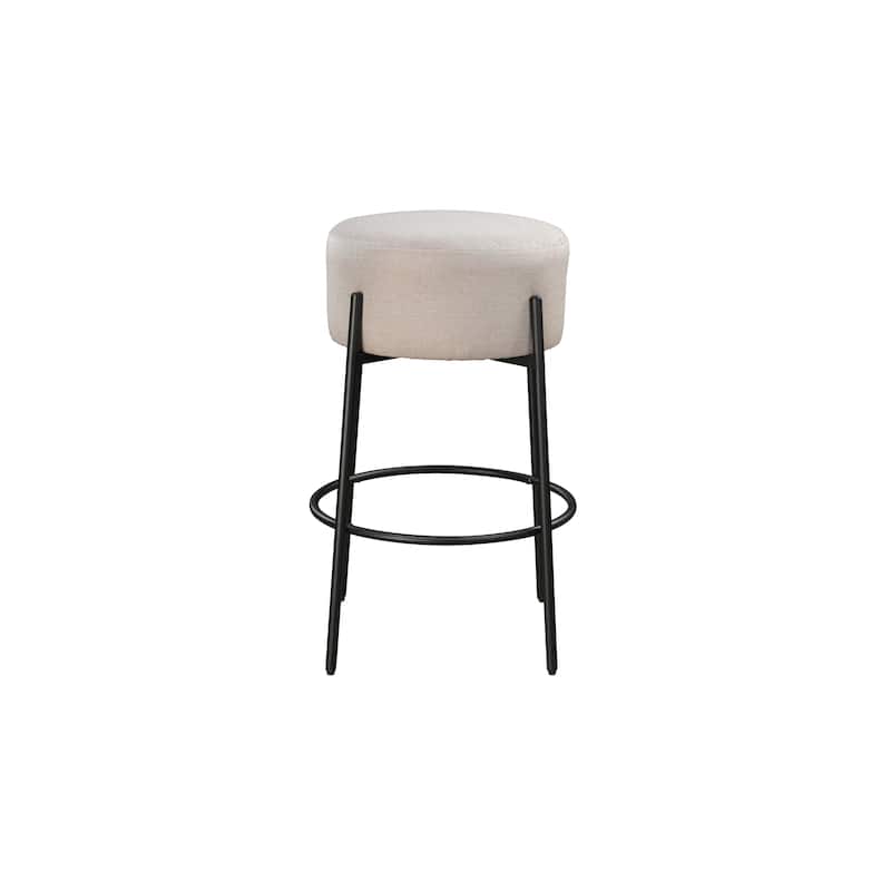 LuXeo Danica Bar Stool Black Steel Legs with Upholstered Seat (Set of 2)