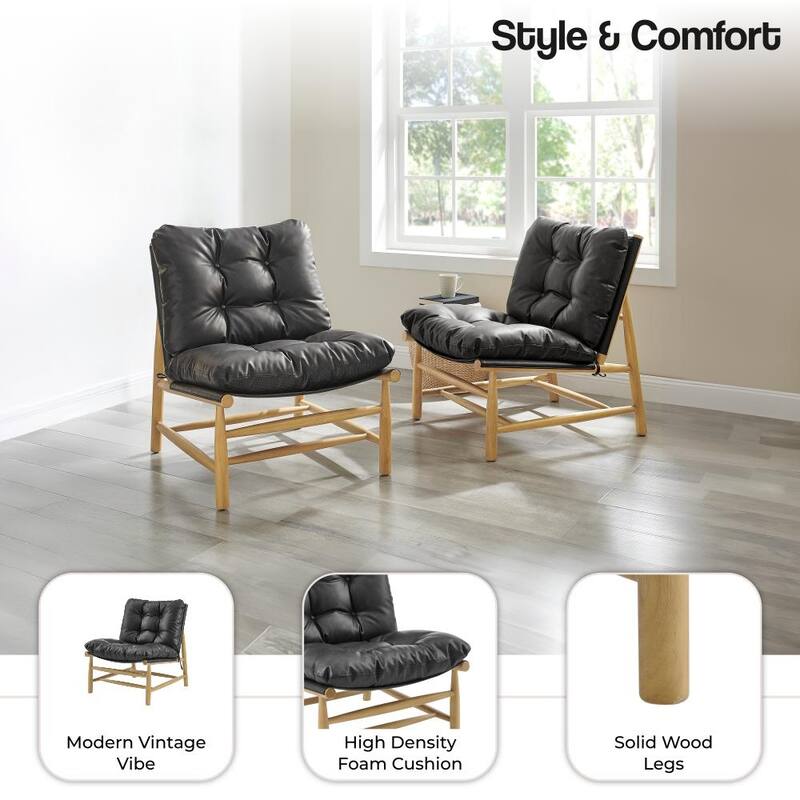 NPD Furniture Oswald Faux Leather Tufted Accent Chair