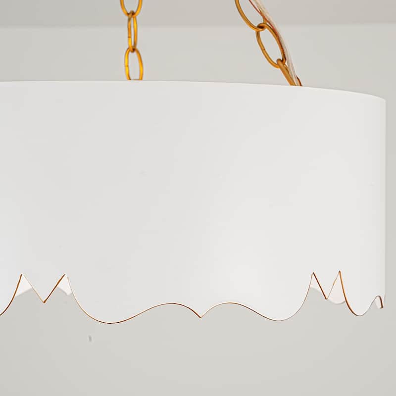 3-Light Mid-Century Modern Cylinder Pendant Light with Matte White Finish and Brushed Gold - 15.7 in. W x 6.3 in. H x 15.7 in. D