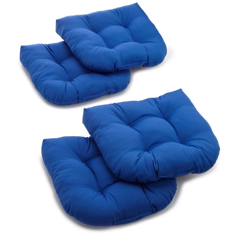19-inch Twill U-shaped Chair Cushion (Set of 1, 2, or 4) - 19 x 19 - Set of 4 - Royal Blue