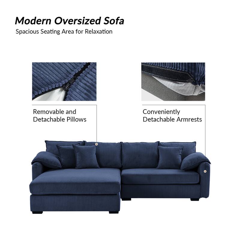 Cesare Modern 2-Piece Reversible Cushions Sectional with Storage by HULALA HOME