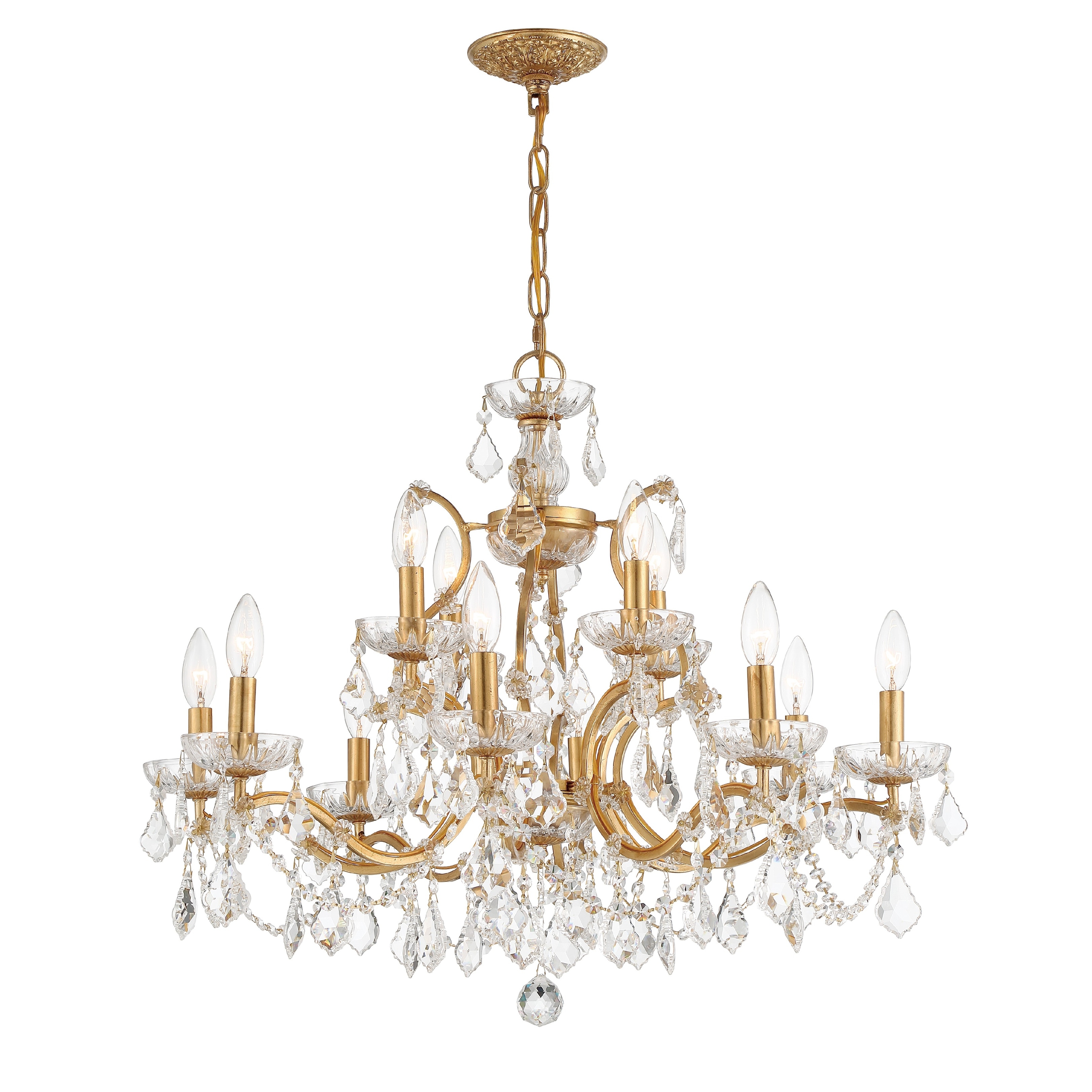 Filmore 12 Light Antique Gold Chandelier - 29"W x 24"H