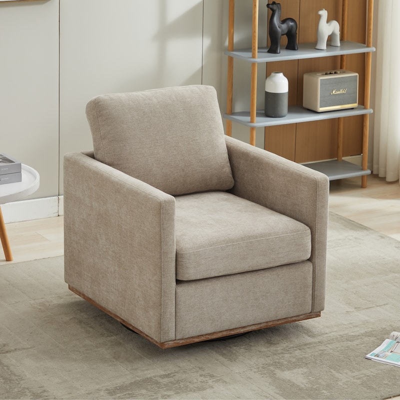 Mid Century Modern Swivel Accent Chair, 360 Degree Swivel Armchair For Living Room, Bedroom - Taupe
