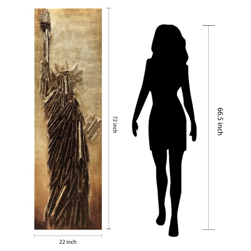 "Liberty" Handed Painted Rugged Wooden with Gold Leaf Wall Art