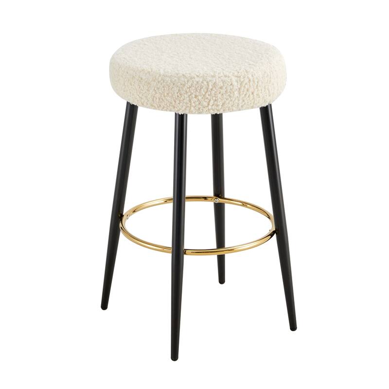 Bar Stools PU Kitchen Stools Upholstered Stools with Golden Footrest