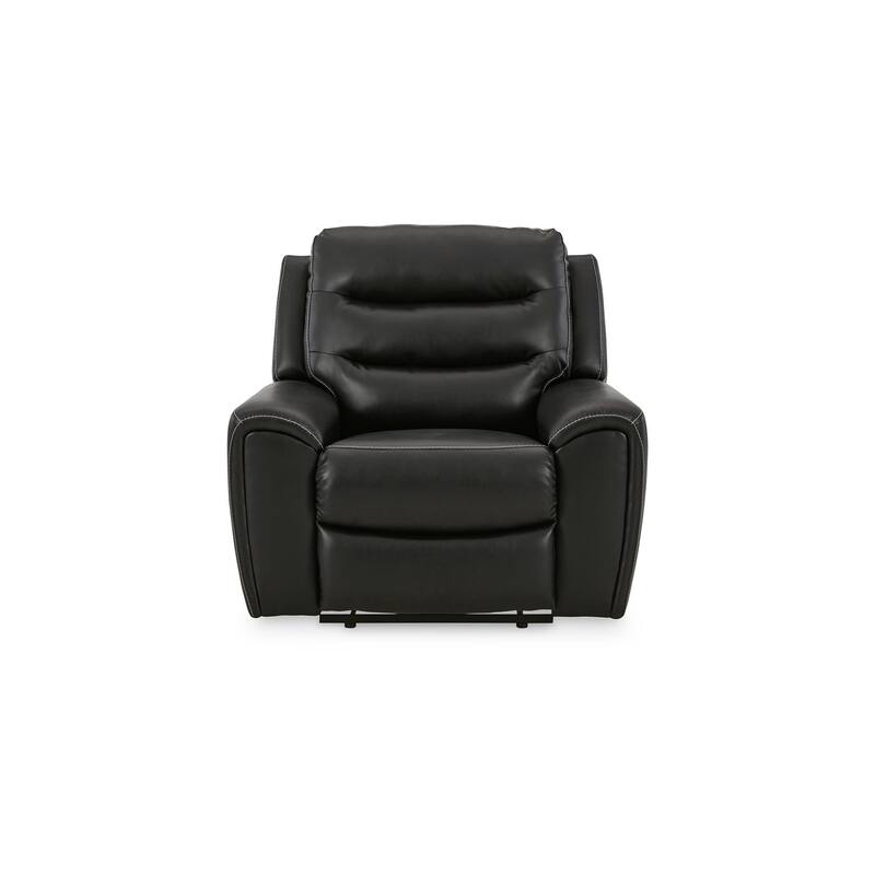 Erine Power Recliner Chair, Adjustable Headrest, Black Faux Leather