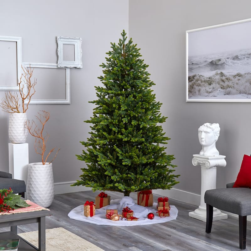 7ft Artificial Christmas Tree with Lights - Holiday Decor, Realistic Fir Tree, Pre-Lit Christmas Tree - Green - 84