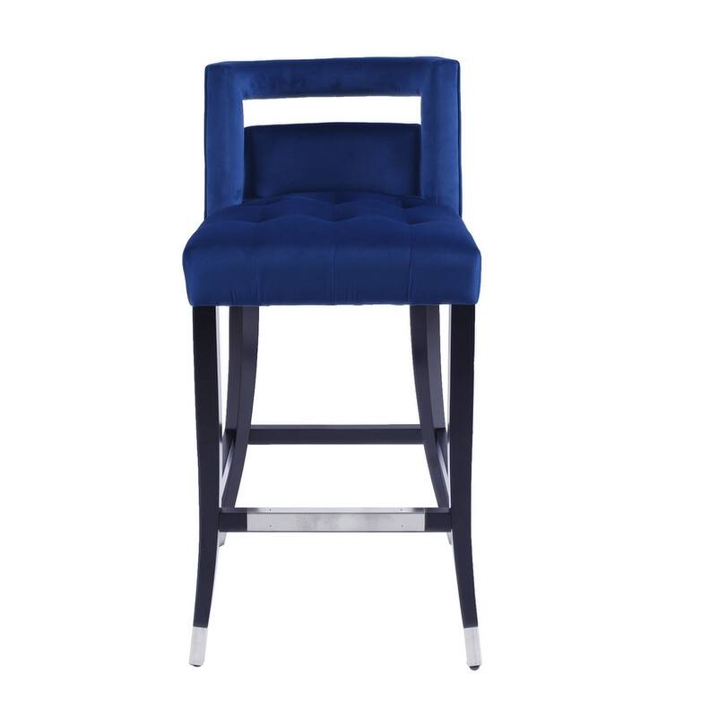 Modern Velvet Upholstered Bar Stools With Back and Footrest(Set of 2)Blue - Set of 2