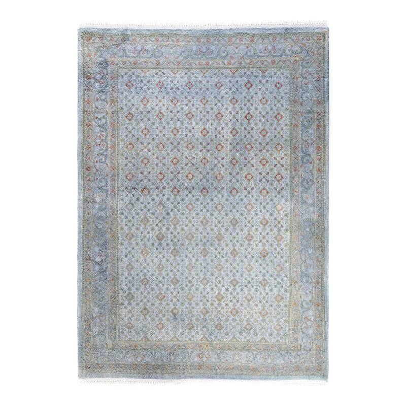 Fine Vibrance One-of-a-Kind Hand-Knotted Area Rug - Gray, 4' 2" x 5' 9" - 4' 2" x 5' 9"