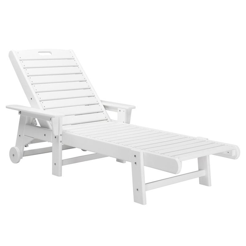 Outdoor Reclining HDPE Single Chaise (1-Piece) - White