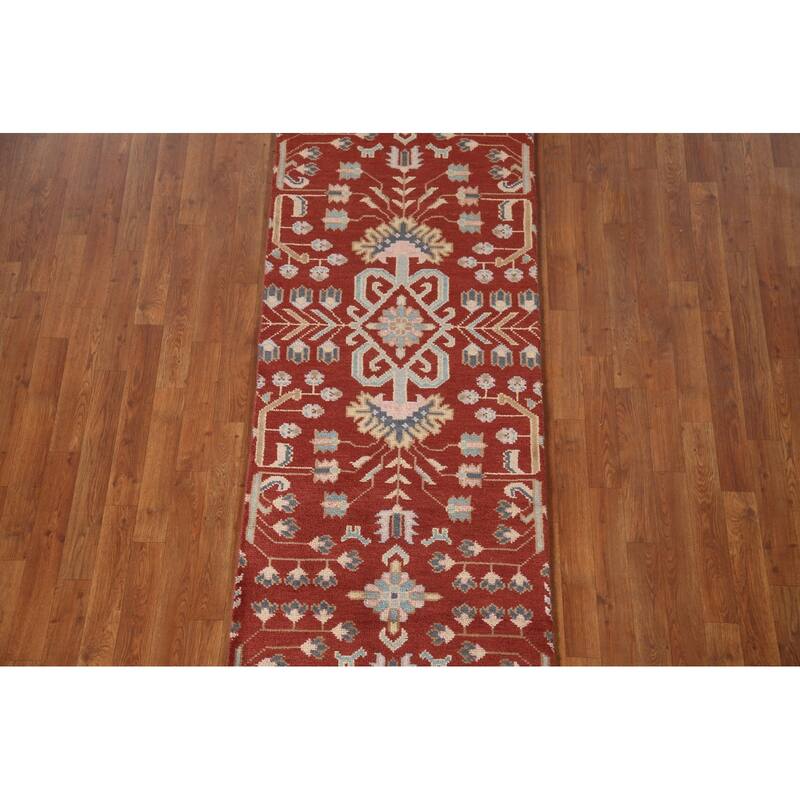 Orange Kazak Runner Rug Hand-knotted Wool Carpet - 2'7"x 8'1"