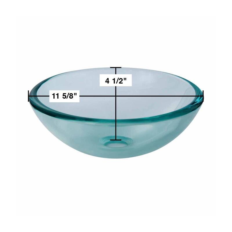Clear Tempered Glass Round Countertop Vessel Sink 11 5/8" Scratch Resistant with Drain Pack of 2 Renovators Supply