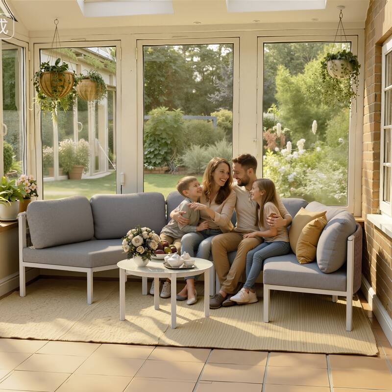 Outdoor Patio Furniture All-Weather Aluminum PE Rattan Wicker Half Round Curved Sofa Sectional Set