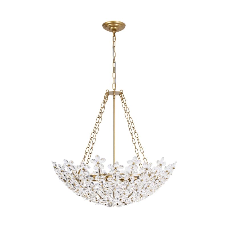 Glam Luxury Sculptural Faceted Crystal Flower Vine Chandelier 28.7in