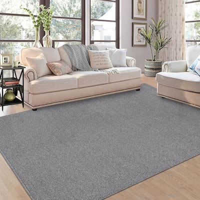 Modern Solid Textured Machine Washable Rug
