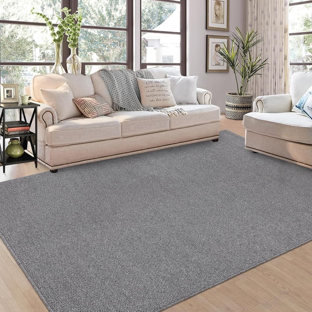 Modern Solid Textured Machine Washable Rug