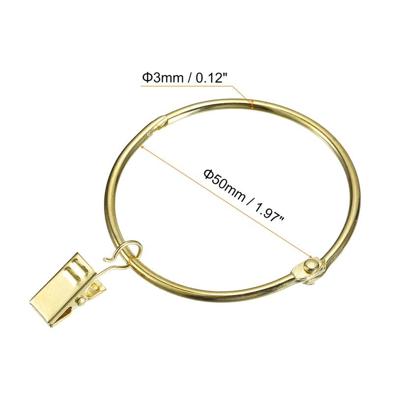 Curtain Rings with Clips, 20pcs - Curtain Clip Rings Hooks - Gold - 2 Inch