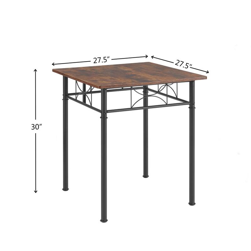 3-Piece Kitchen Dining Room Table Set Retro Brown Chair Suitable for Living Room, Kitchen
