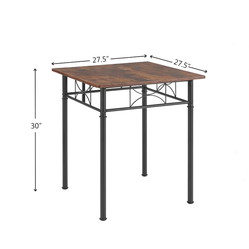 Retro Dining Table Set with Antique Brown Dining Chairs and Side Table