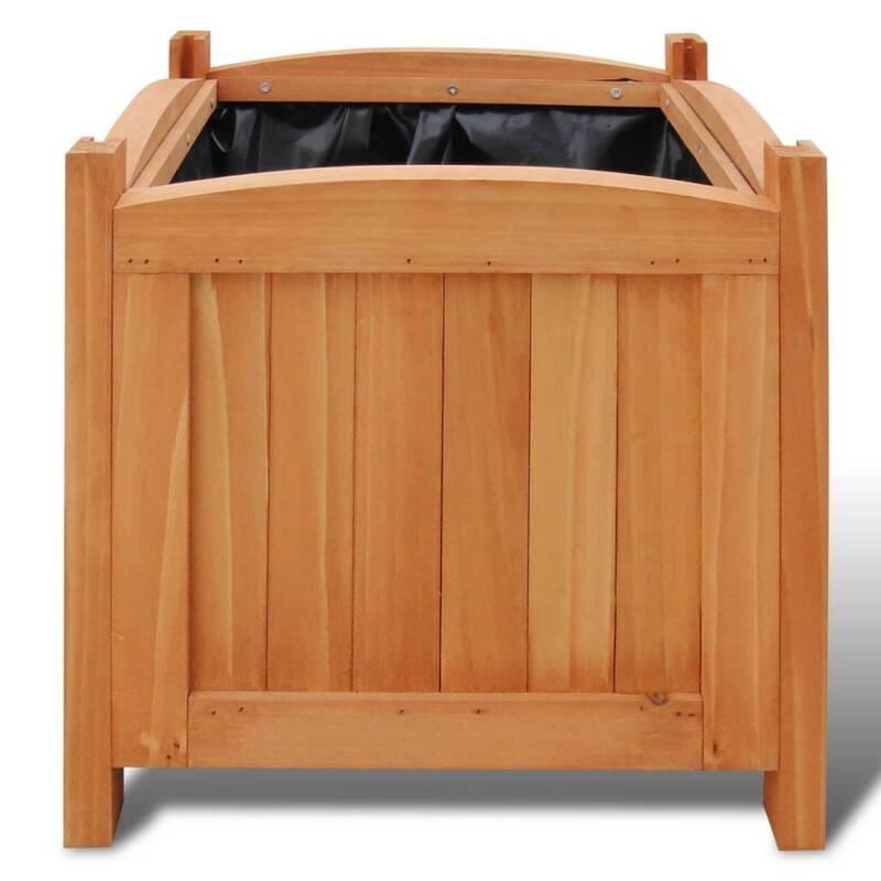 Outdoor Planter Set of 2, 12 Inch Square Natural Brown Solid Wood