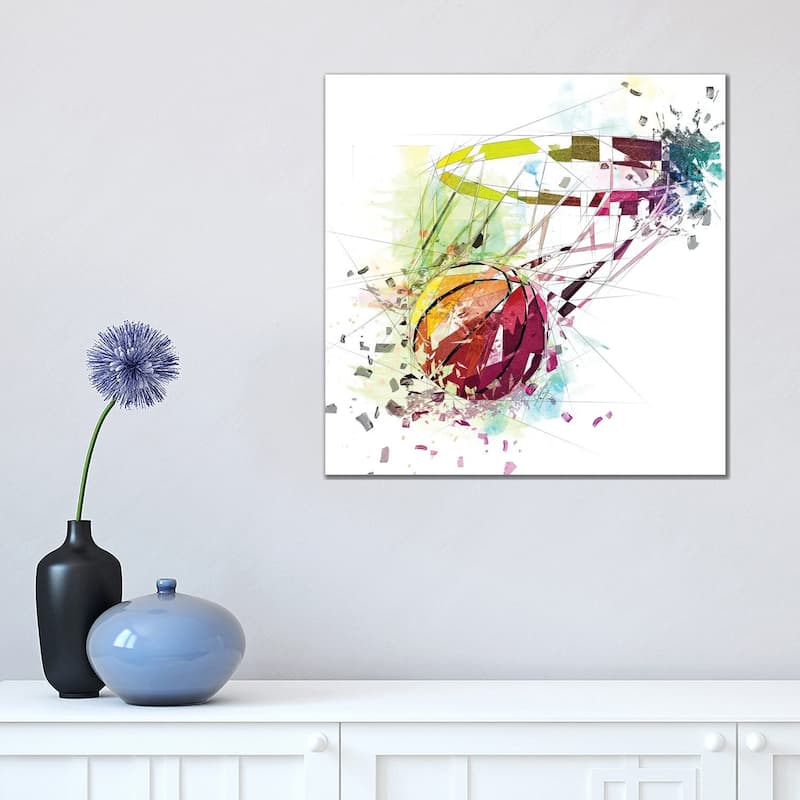 iCanvas "Basketball And Net" by Katia Skye Canvas Print - 18x18x1.5