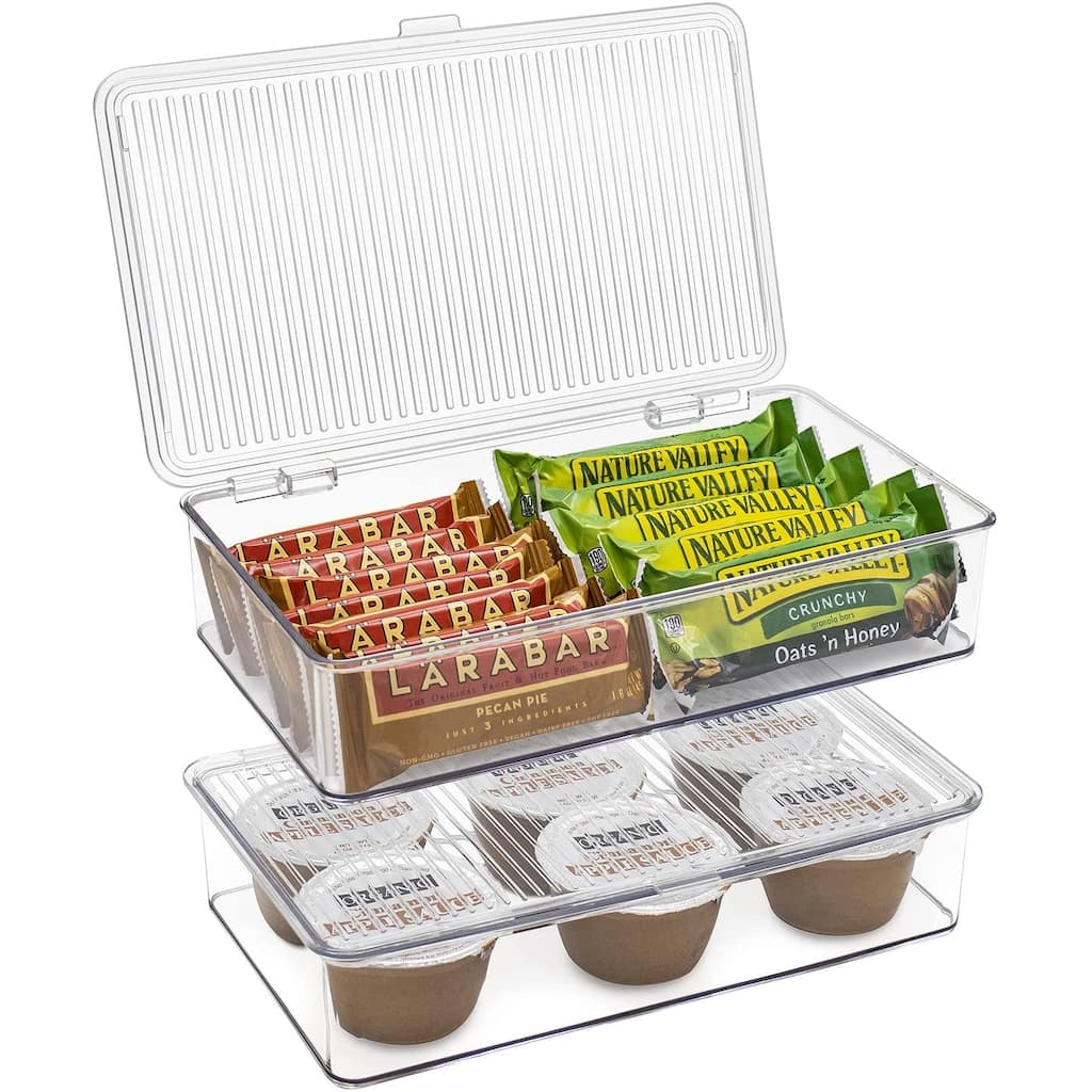 Sorbus Organizer Bin with Lids, Kitchen Pantry Food Storage Containers (2-Pack)