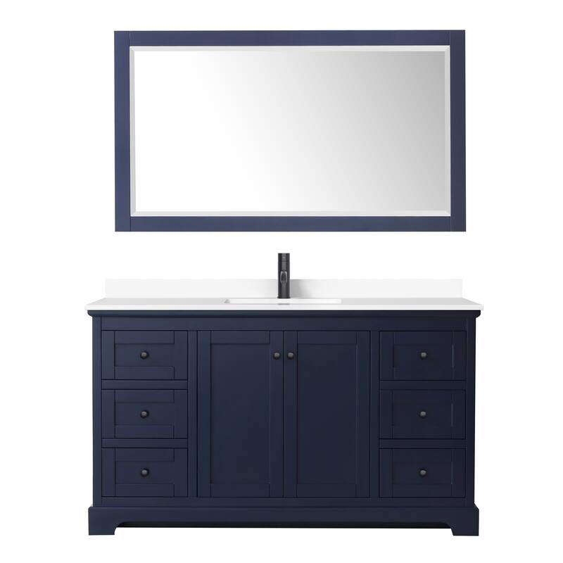 Avery 60 Inch Single Vanity, Cultured Marble Top, 58 Inch Mirror