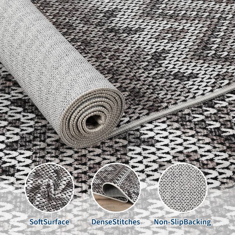 Living Room Rugs Soft Boho Geometric Area Rugs Non-Slip Washable Area Rug for Bedroom Home Office Dining Room