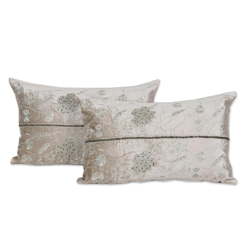 Novica Handmade Velvet Glam Embroidered Velvet Cushion Covers (Pair)