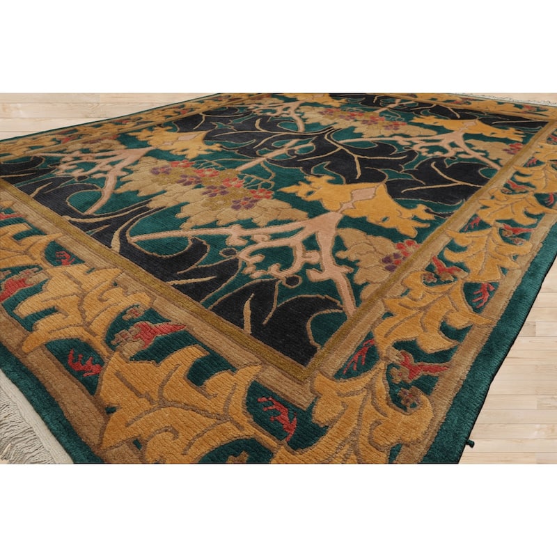 7'8''x10'6'' Hand Knotted Wool Turquoise Tibetan Crafts Plush Pile Rug - 7' 8'' x 10' 6''