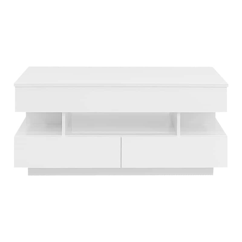 Lift-Top Coffee Table with 2 Drawers and Hidden Compartment