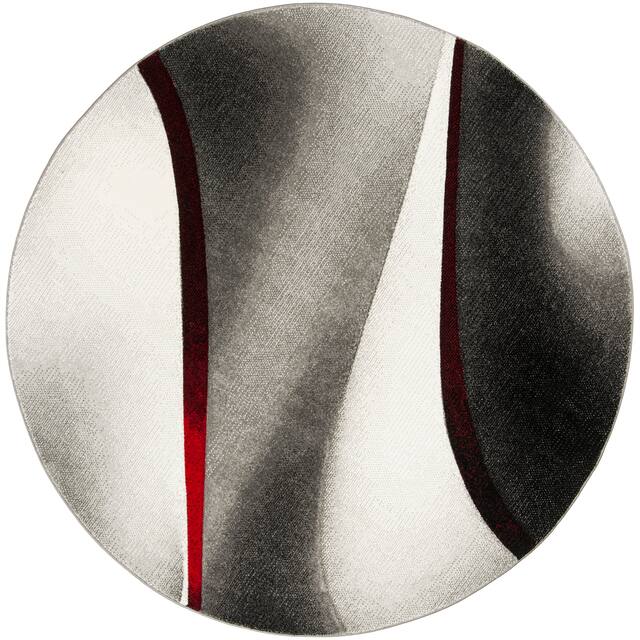 SAFAVIEH Hollywood Jocelyne Mid-Century Modern Abstract Rug - 11' x 11' Round - Grey/Red