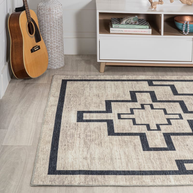 JONATHAN Y Raita Medallion Textured Weave Machine Washable Area Rug