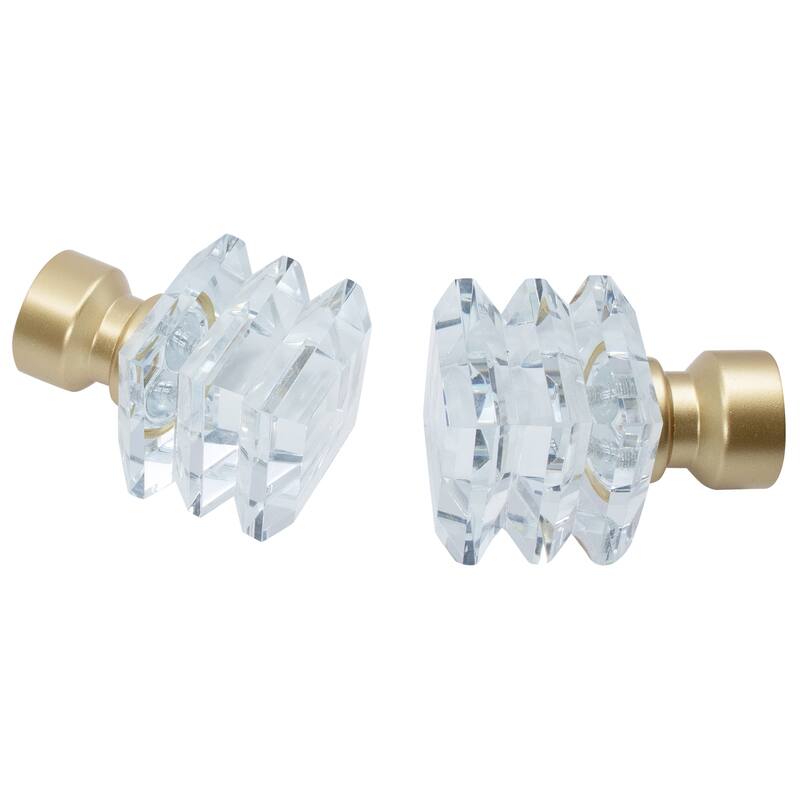 Meriville Lione 1-Inch Diameter Single Window Curtain Rod, Crystal Finial
