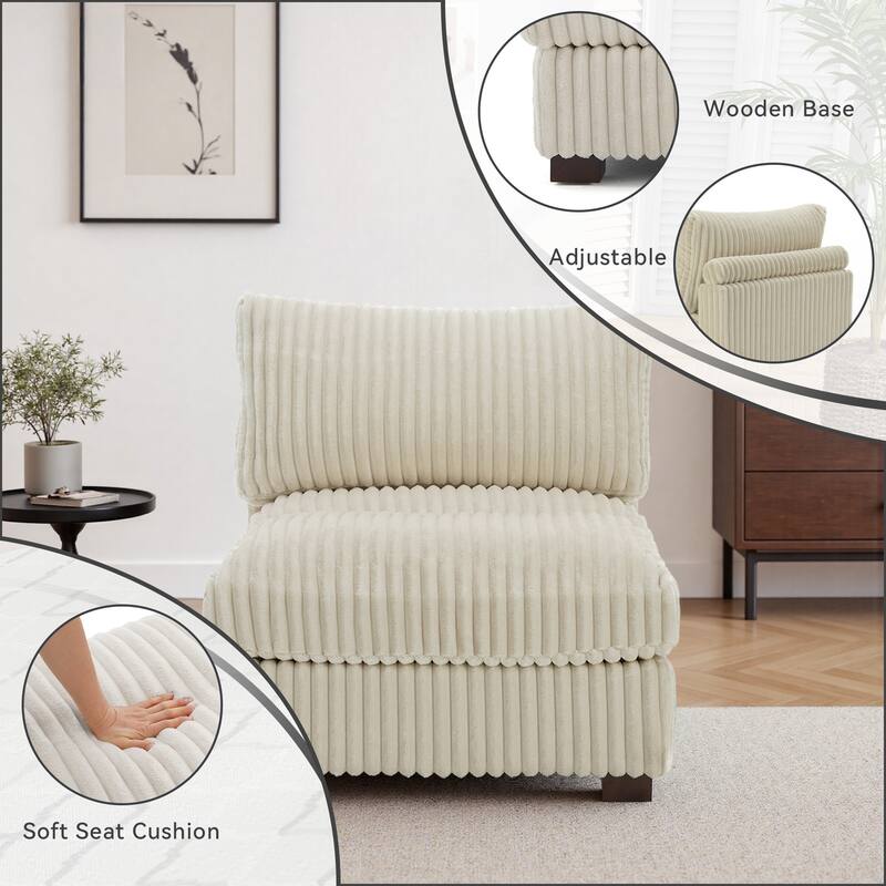 Cotton Flannel corner Sofa Armless Modular Sectional Sofa Seamless Combination