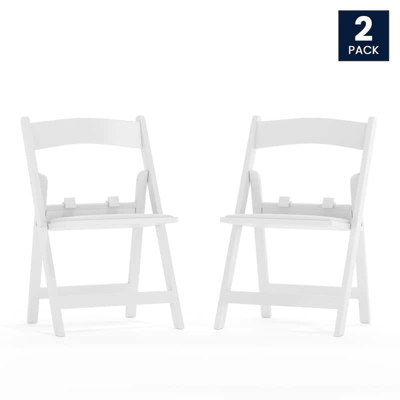 2 Pack Kids White Resin Folding Chair with Vinyl Padded Seat - 12.25"D x 13.25"W x 21"H