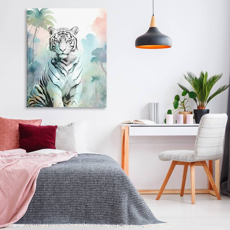 Stupell White Tiger in Jungle Canvas Wall Art Design By Kim Allen