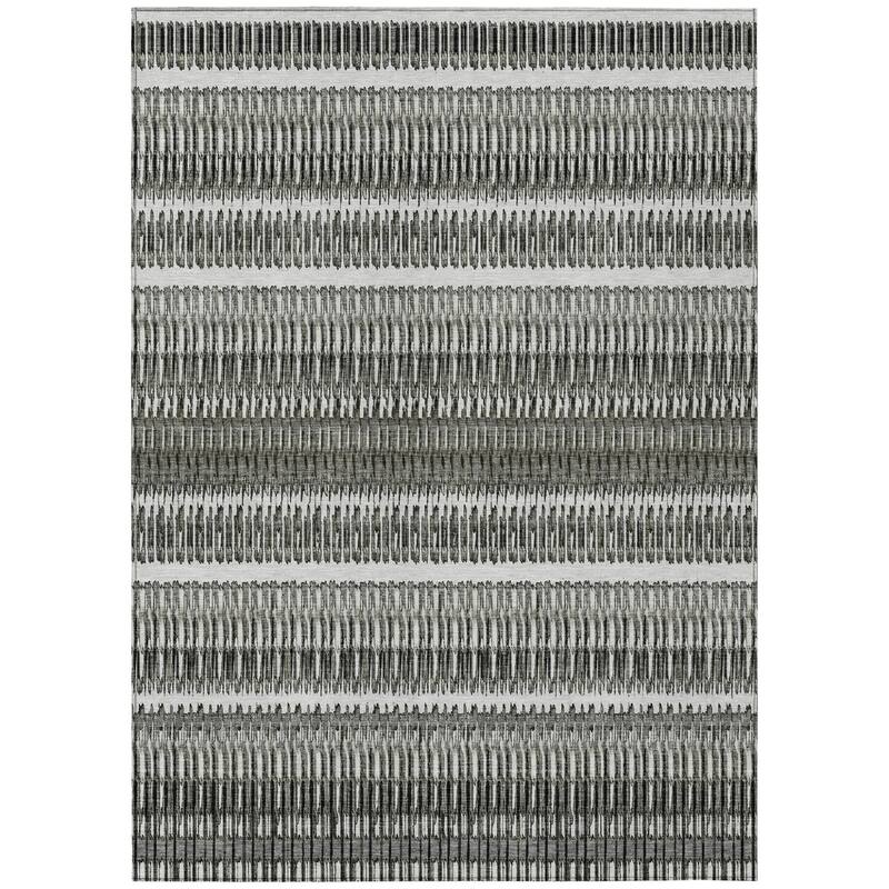 HomeRoots Striped Transitional Rectangle Outdoor Rug
