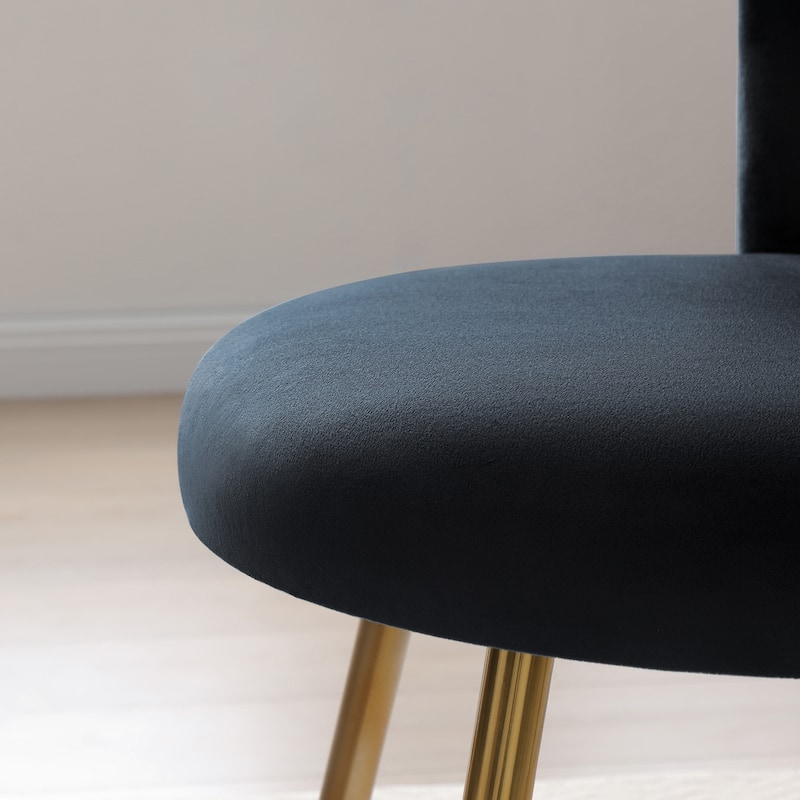 Modern Velvet Dining Chairs Set of 2, Upholstered Woven Dining Chair with Golden Metal Legs, Upholstered Dining Chairs