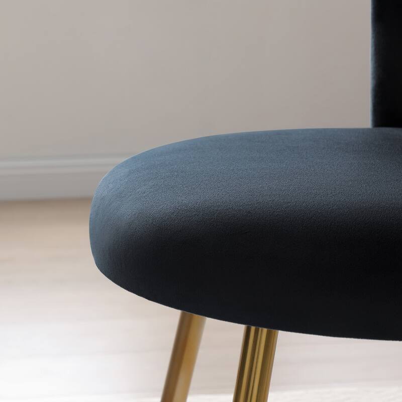 Modern Velvet Dining Chairs Set of 2,Upholstered Woven Dining Chair with Golden Metal Legs,for Dining Room