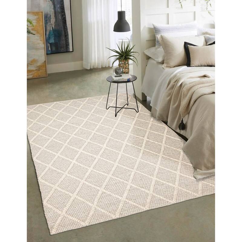 ECARPETGALLERY Braid weave Sienna Grey Wool Rug - 5'1 x 7'11