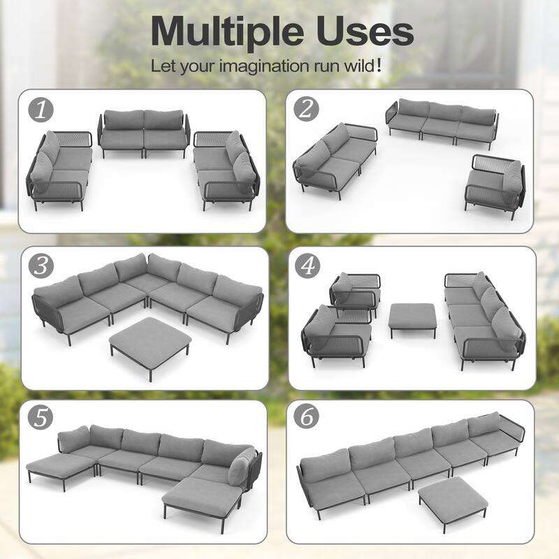 Pellebant Outdoor Sectional Sofa Patio Conversation Seating Set