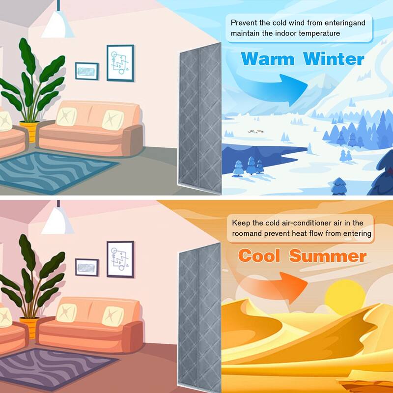 Magnetic Waterproof Thermal Insulated Door Curtain Energy-Saving Cotton Screen