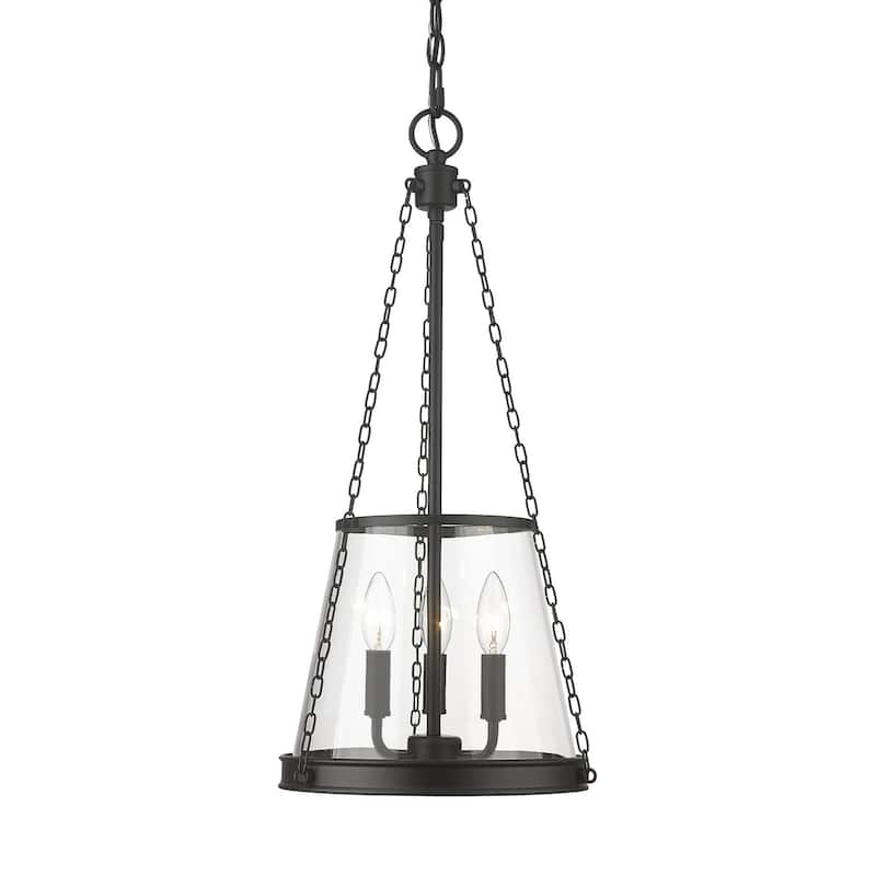 Z-Lite 341P12 Prescott 3 Light 12" Wide Pendant - Matte Black